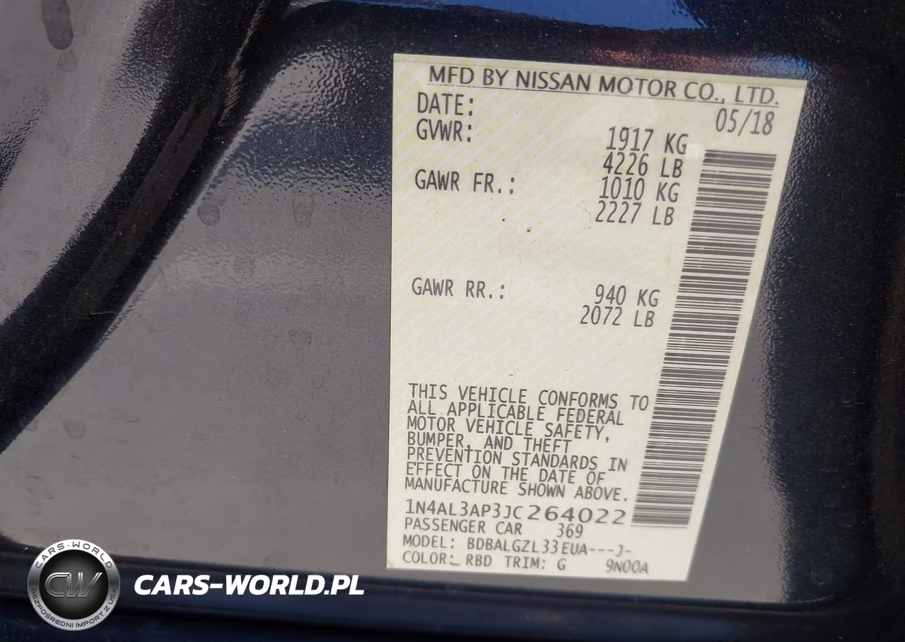2018 Nissan Altima 2.5 S VIN:1N4AL3AP3JC264022 - 9
