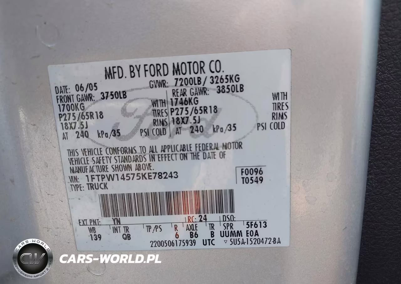 2005 Ford F-150 Fx4-Lariat-Xlt VIN:1FTPW14575KE78243 - 9
