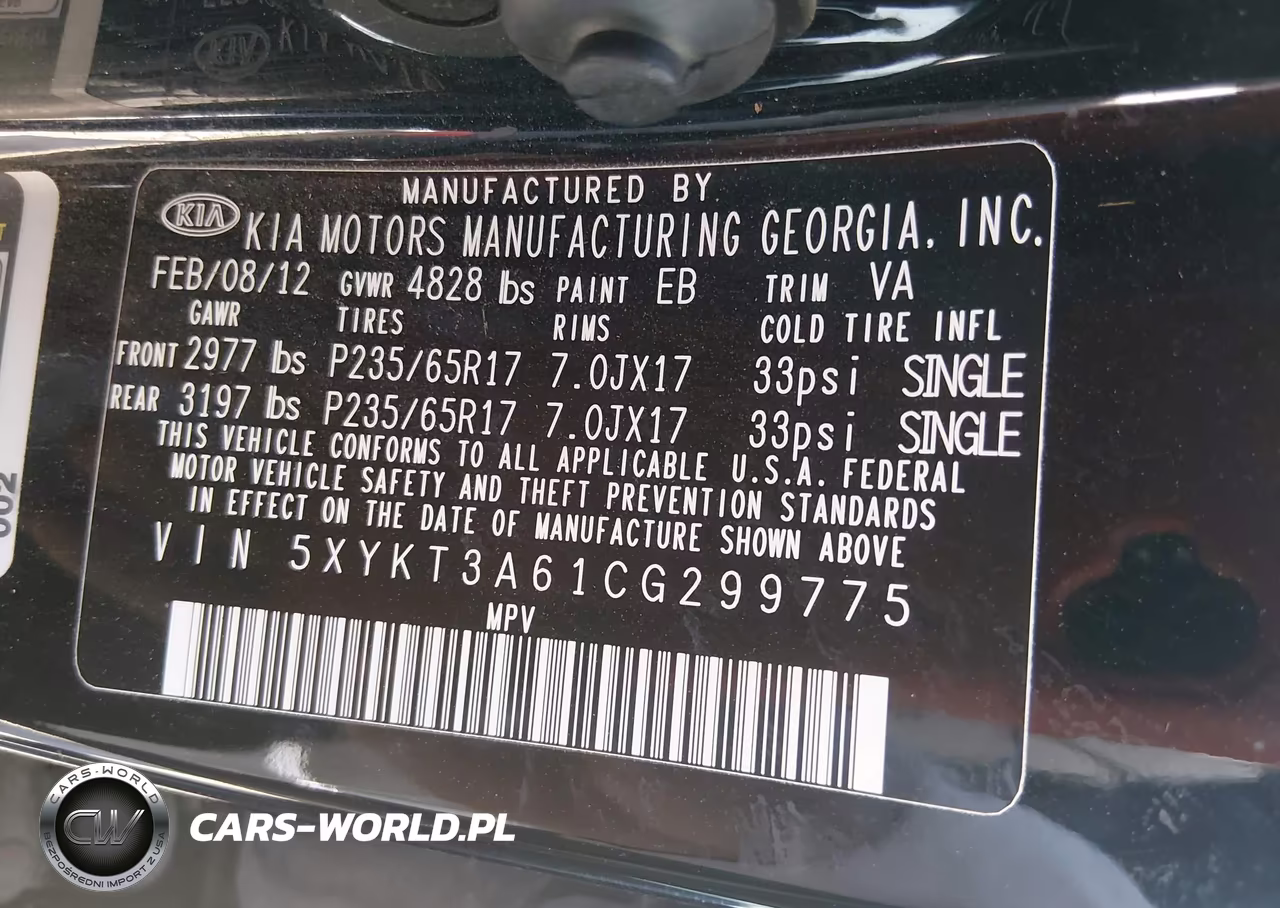 2012 Kia Sorento Lx VIN:5XYKT3A61CG299775 - 9