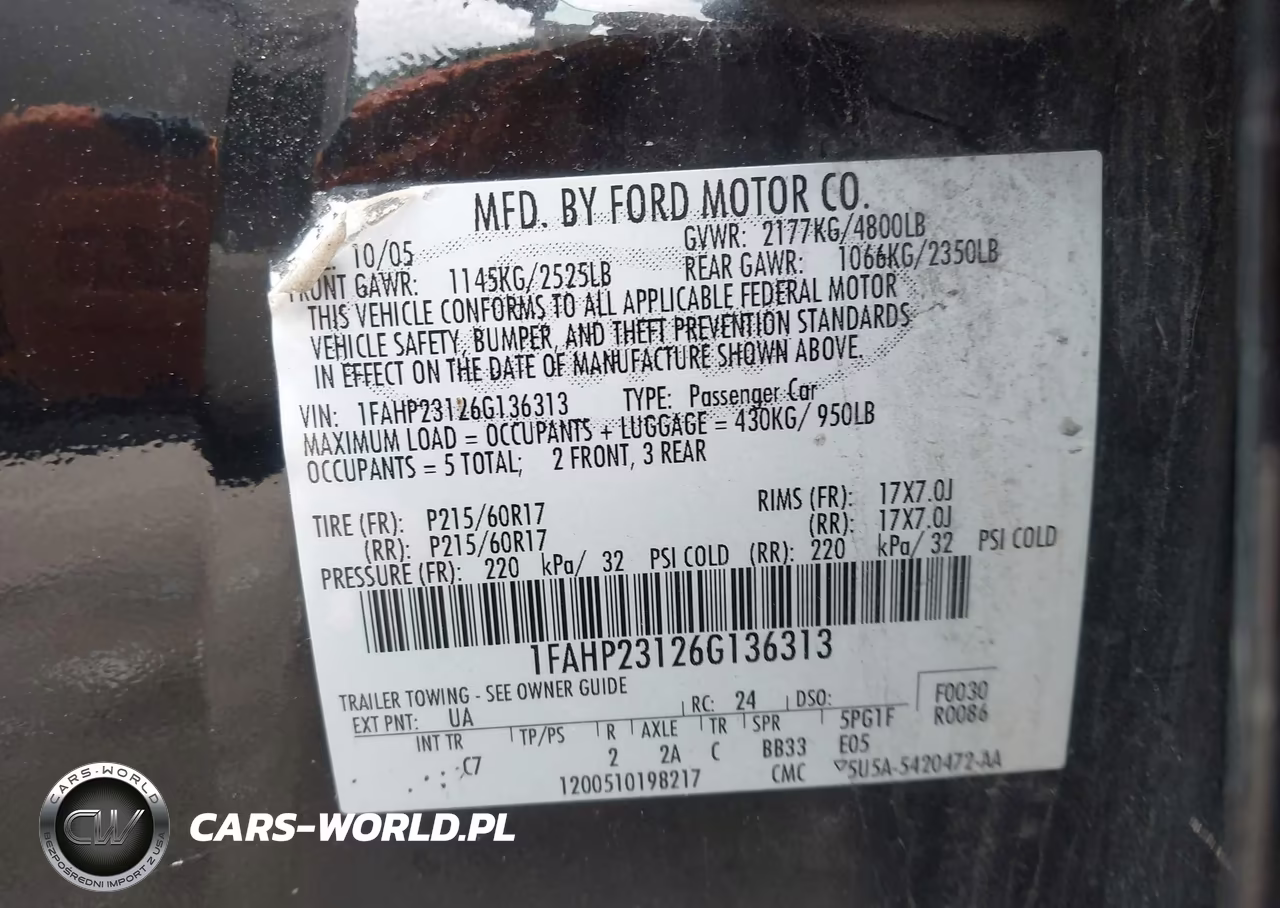 2006 Ford Five Hundred Se VIN:1FAHP23126G136313 - 9