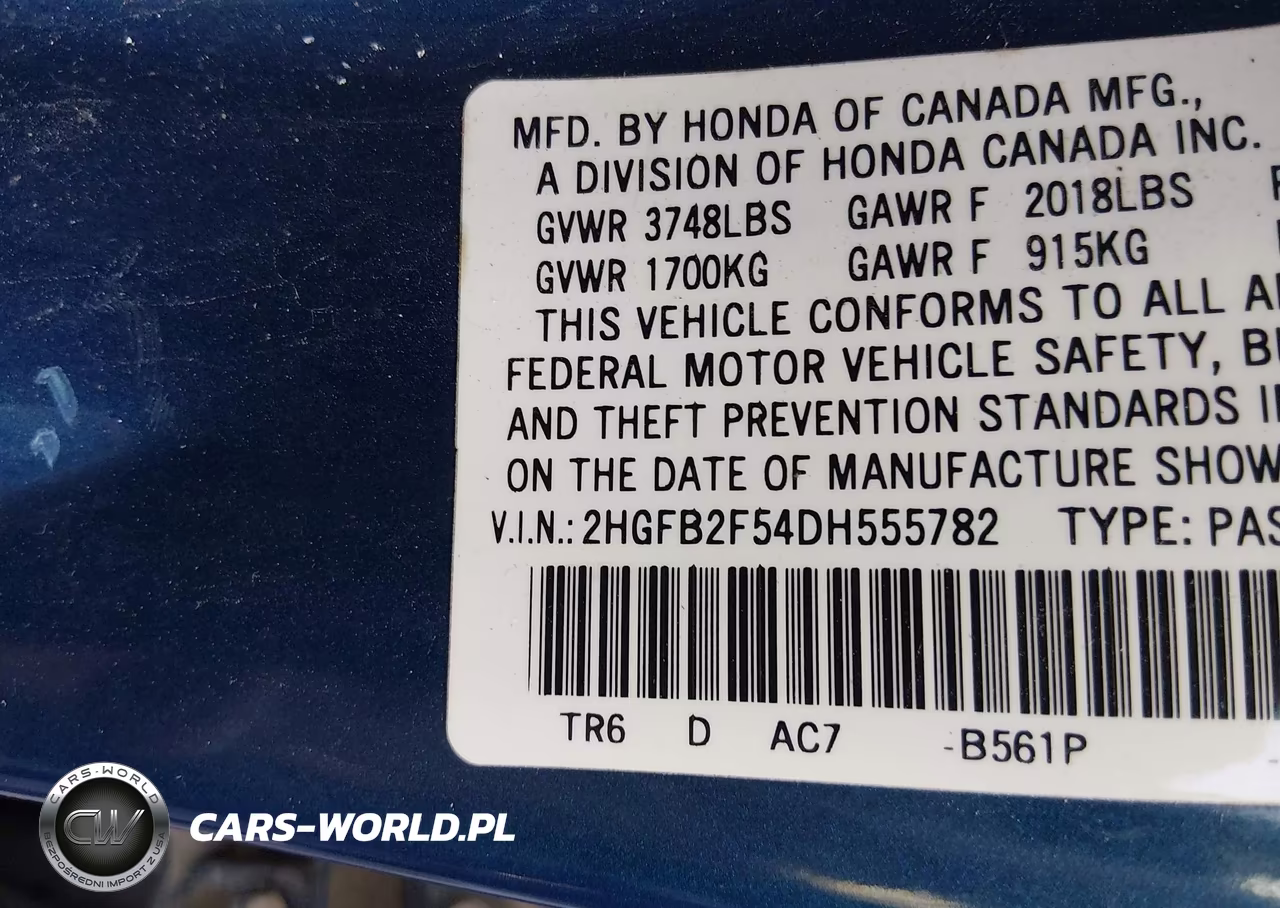 2013 Honda Civic Lx VIN:2HGFB2F54DH555782 - 9