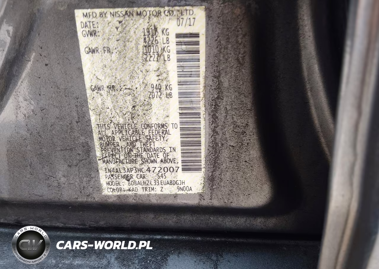 2017 Nissan Altima 2.5 Sr VIN:1N4AL3AP3HC472007 - 9