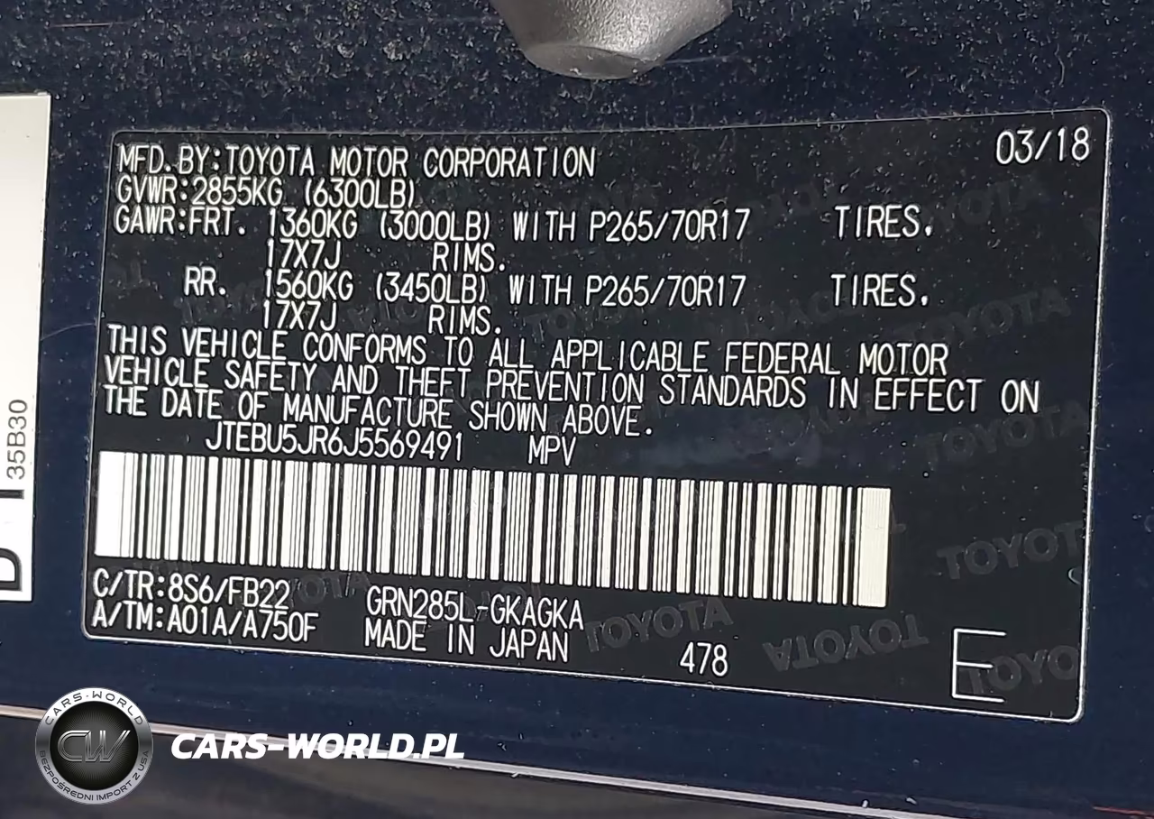 2018 Toyota 4Runner Sr5 VIN:JTEBU5JR6J5569491 - 9