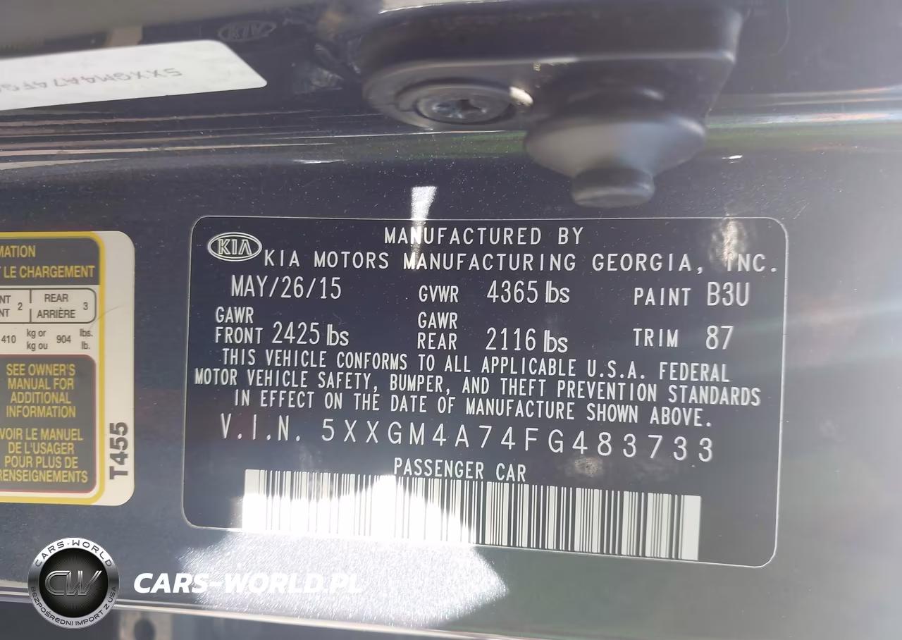 2015 Kia Optima Lx VIN:5XXGM4A74FG483733 - 9
