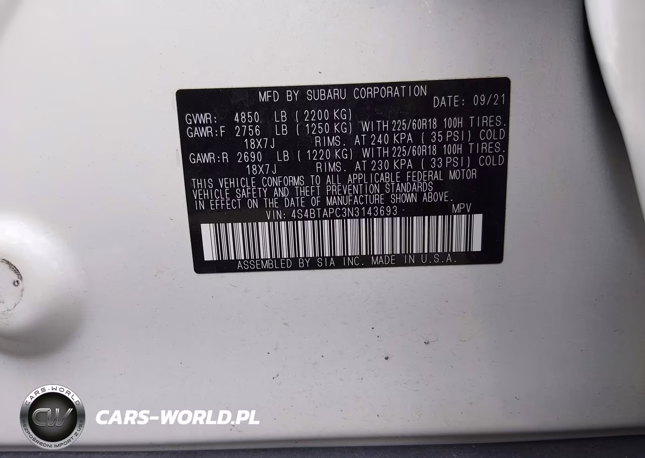 2022 Subaru Outback Touring VIN:4S4BTAPC3N3143693 - 9