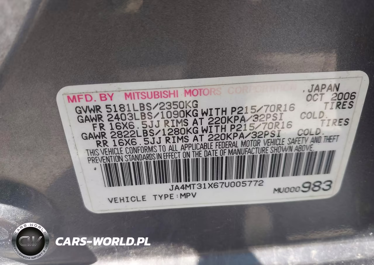 2007 Mitsubishi Outlander Ls VIN:JA4MT31X67U005772 - 9