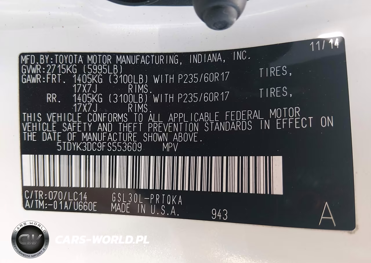2015 Toyota Sienna Xle 8 Passenger VIN:5TDYK3DC9FS553609 - 9