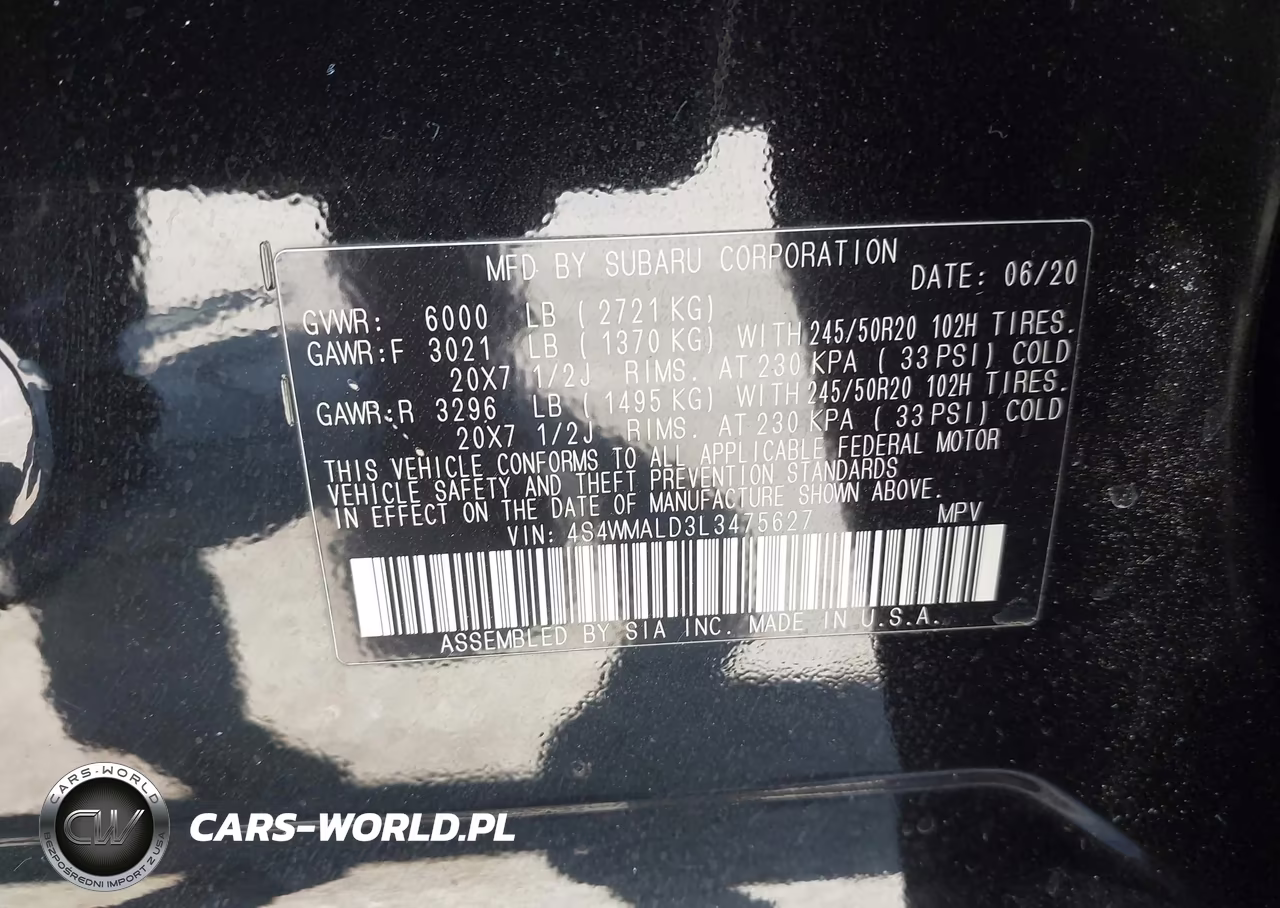 2020 Subaru Ascent Limited VIN:4S4WMALD3L3475627 - 9
