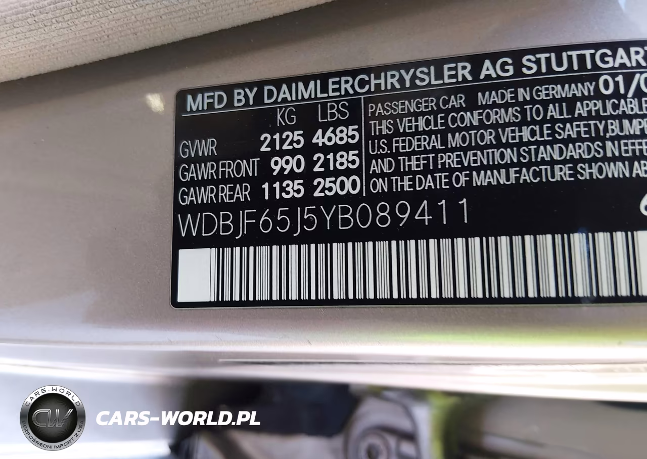 2000 Mercedes-Benz E 320 VIN:WDBJF65J5YB089411 - 9