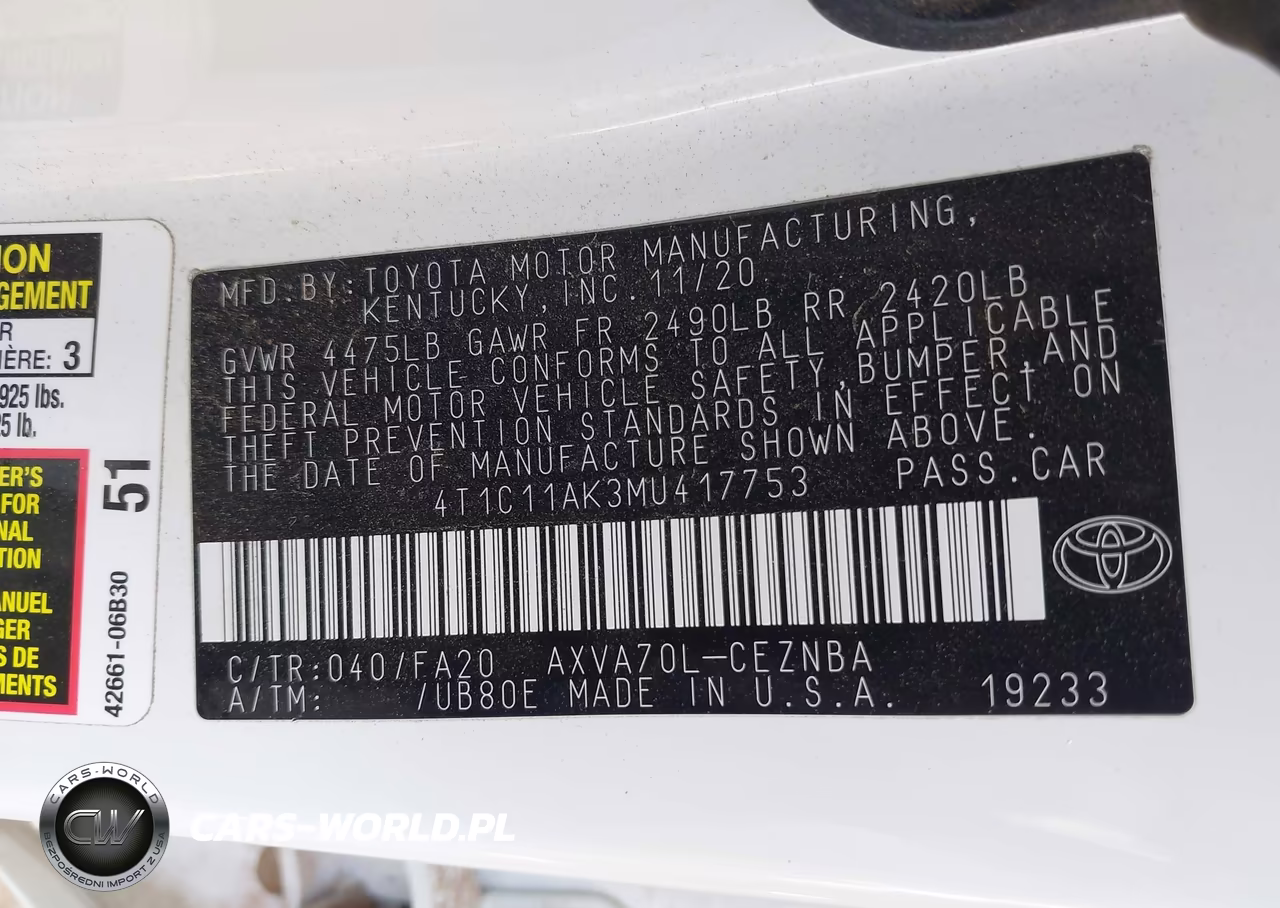 2021 Toyota Camry Le VIN:4T1C11AK3MU417753 - 9