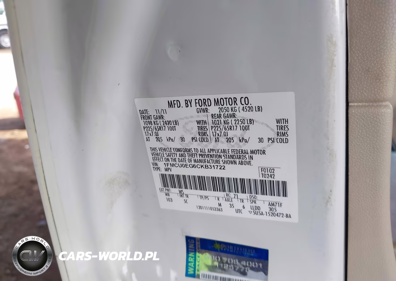 2012 Ford Escape Limited VIN:1FMCU0EG6CKB31722 - 9