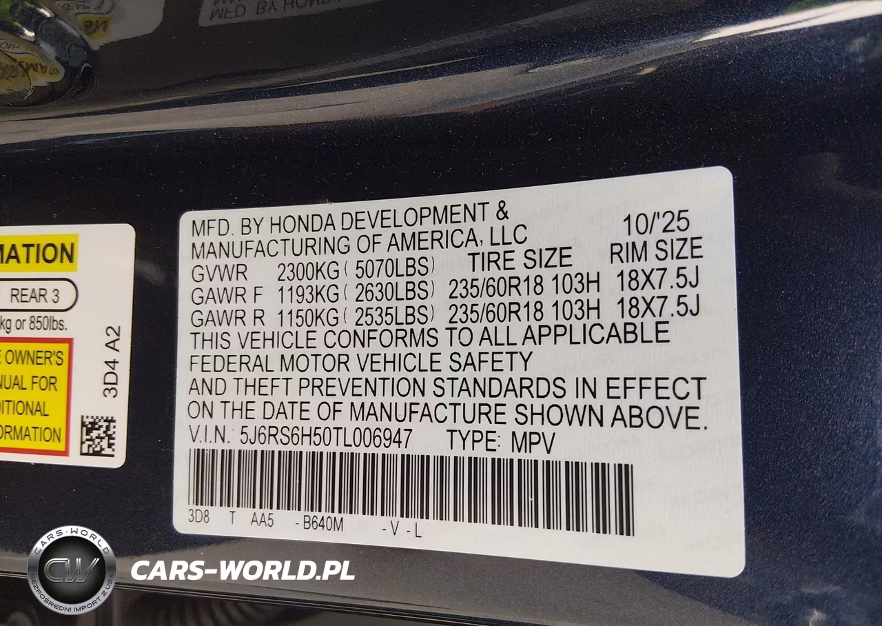 2026 Honda Cr-V Hybrid Awd Sport VIN:5J6RS6H50TL006947 - 9