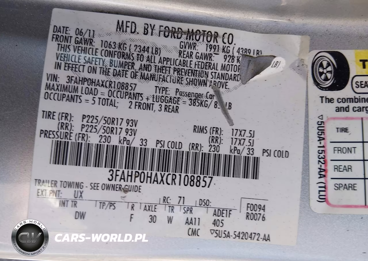 2012 Ford Fusion Se VIN:3FAHP0HAXCR108857 - 9