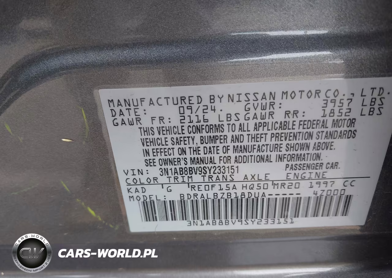 2025 Nissan Sentra S VIN:3N1AB8BV9SY233151 - 9