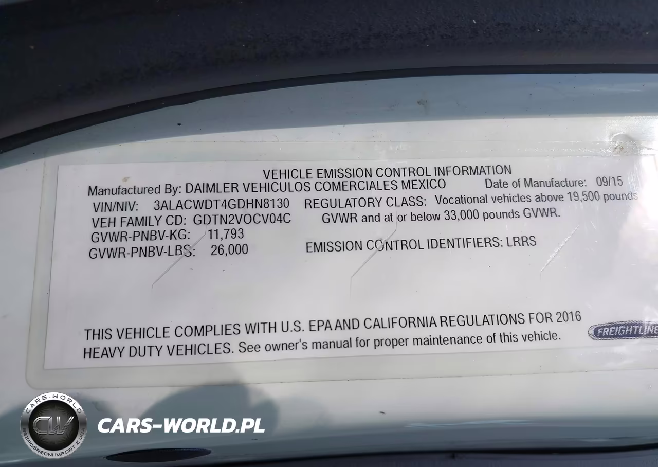 2016 Freightliner M2 106 Medium Duty VIN:3ALACWDT4GDHN8130 - 8