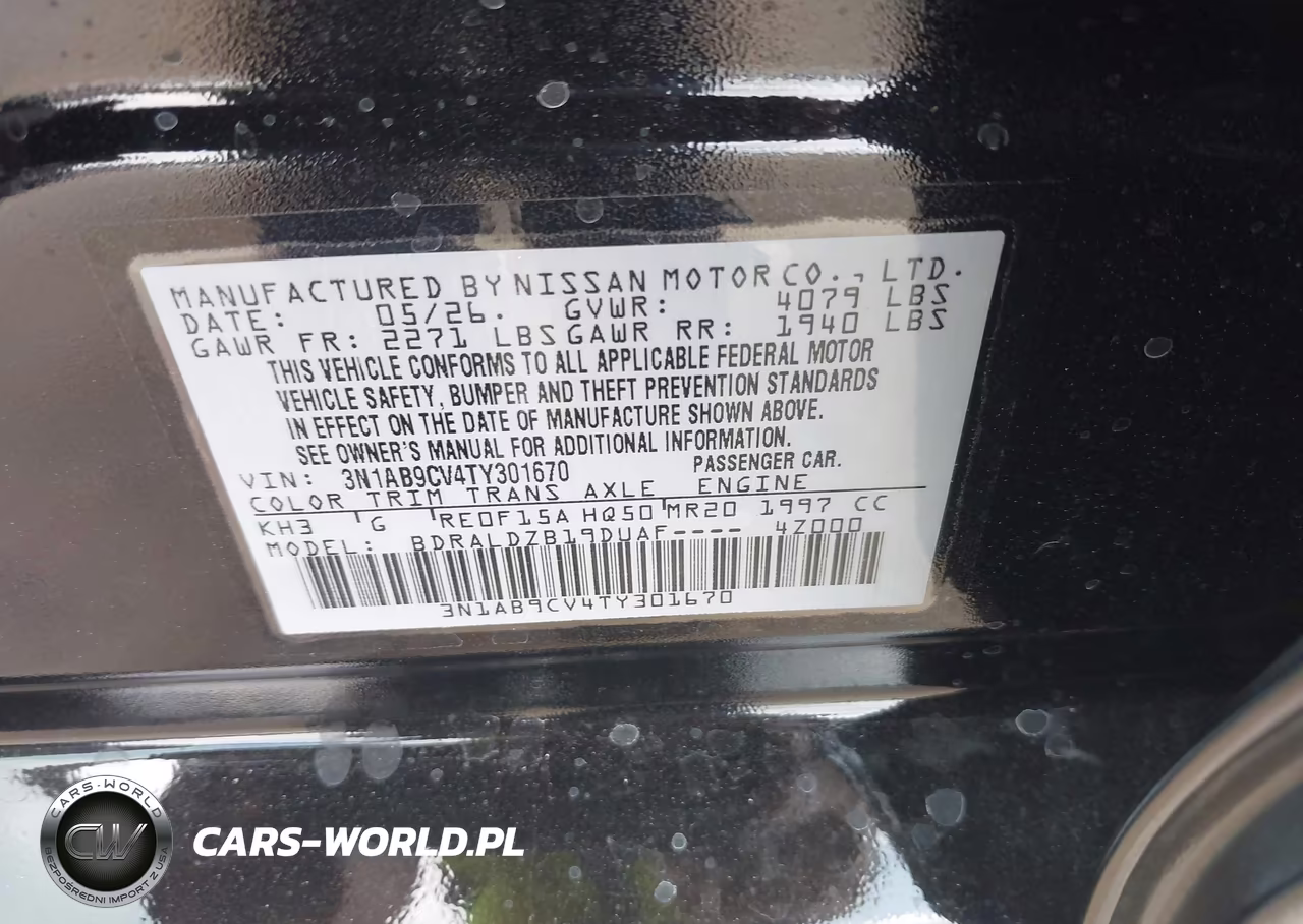 2026 Nissan Sentra Sv VIN:3N1AB9CV4TY301670 - 9