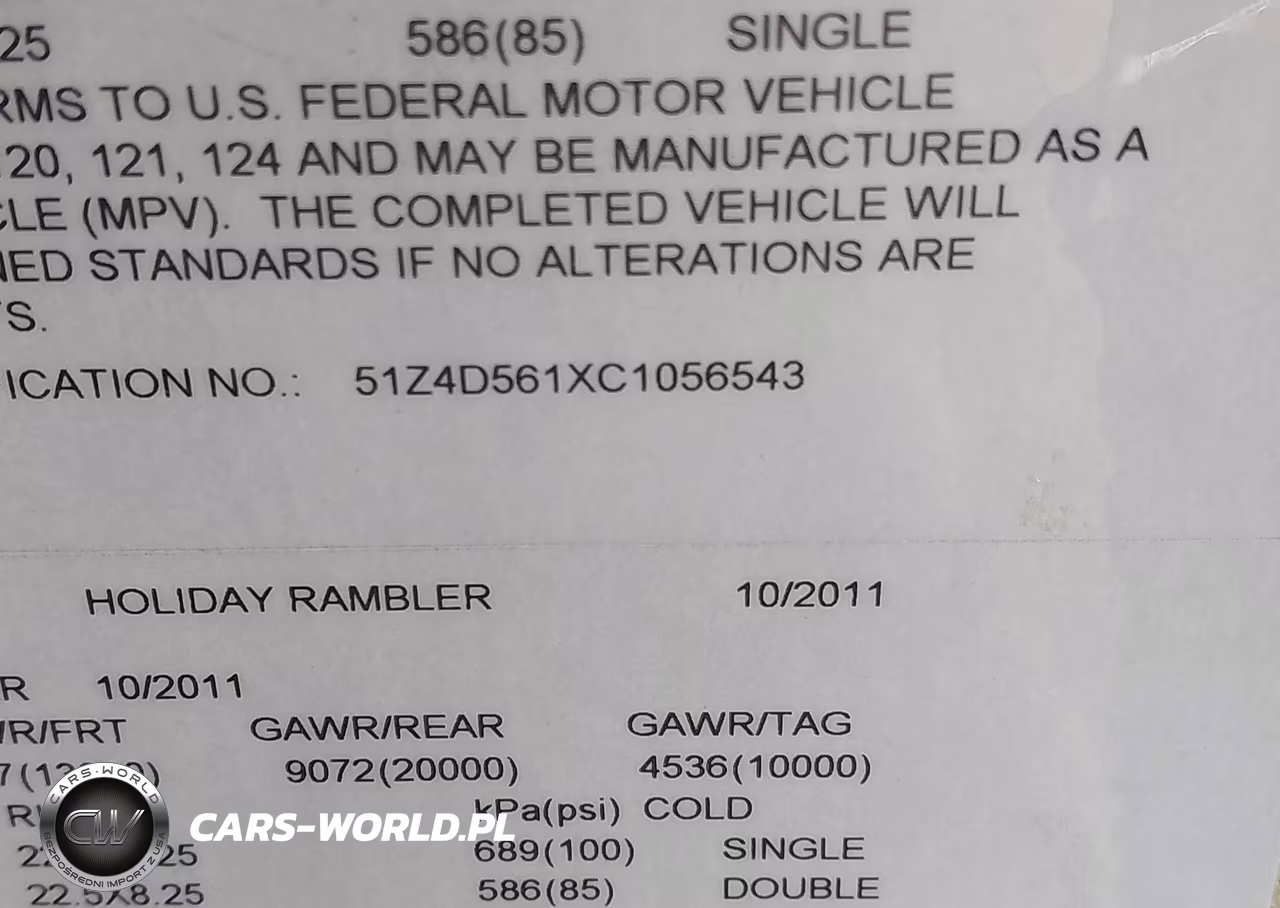 2012 Holiday Rambler Monocoque VIN:51Z4D561XC1056543 - 8