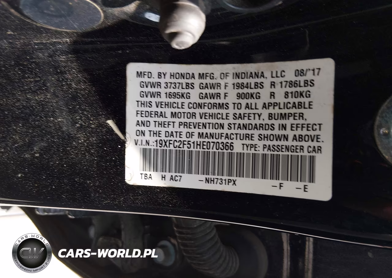 2017 Honda Civic Lx VIN:19XFC2F51HE070366 - 9