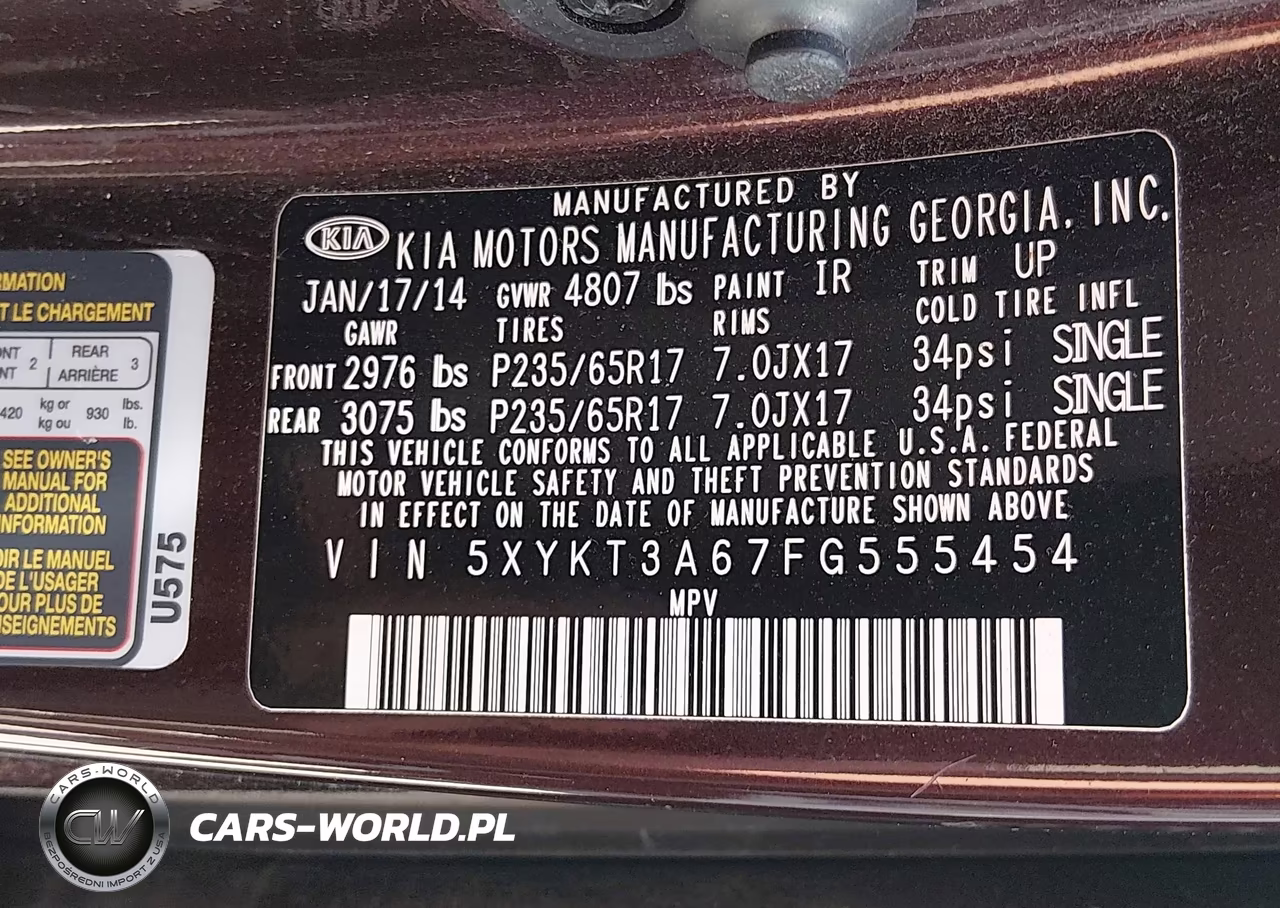 2015 Kia Sorento Lx VIN:5XYKT3A67FG555454 - 9