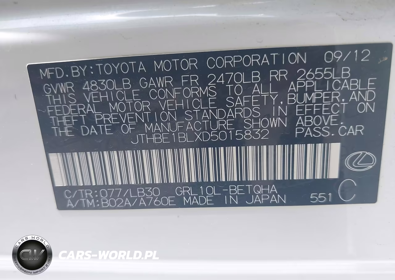 2013 Lexus Gs 350 VIN:JTHBE1BLXD5015832 - 9