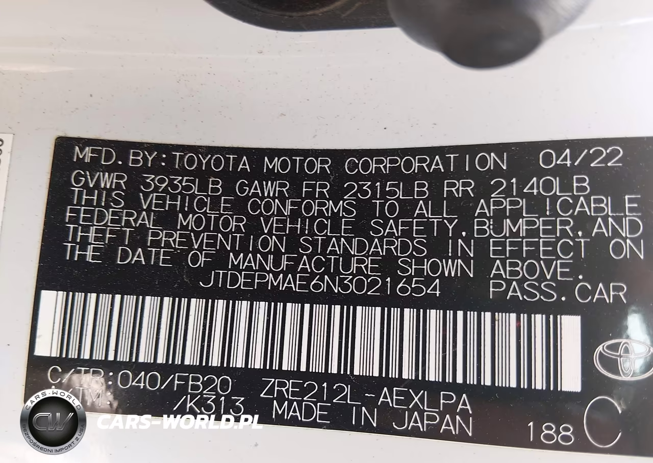 2022 Toyota Corolla Le VIN:JTDEPMAE6N3021654 - 9