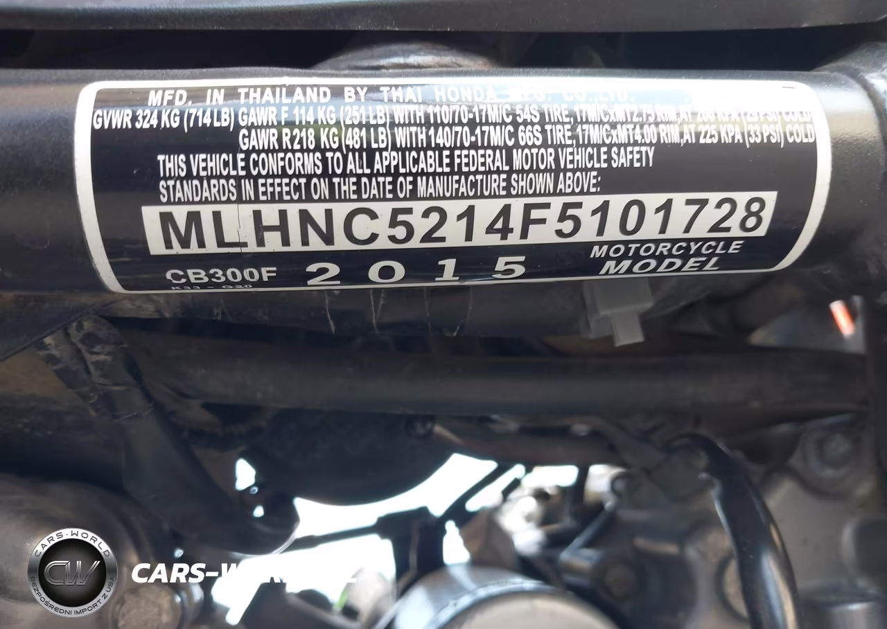 2015 Honda Cb300 F VIN:MLHNC5214F5101728 - 10