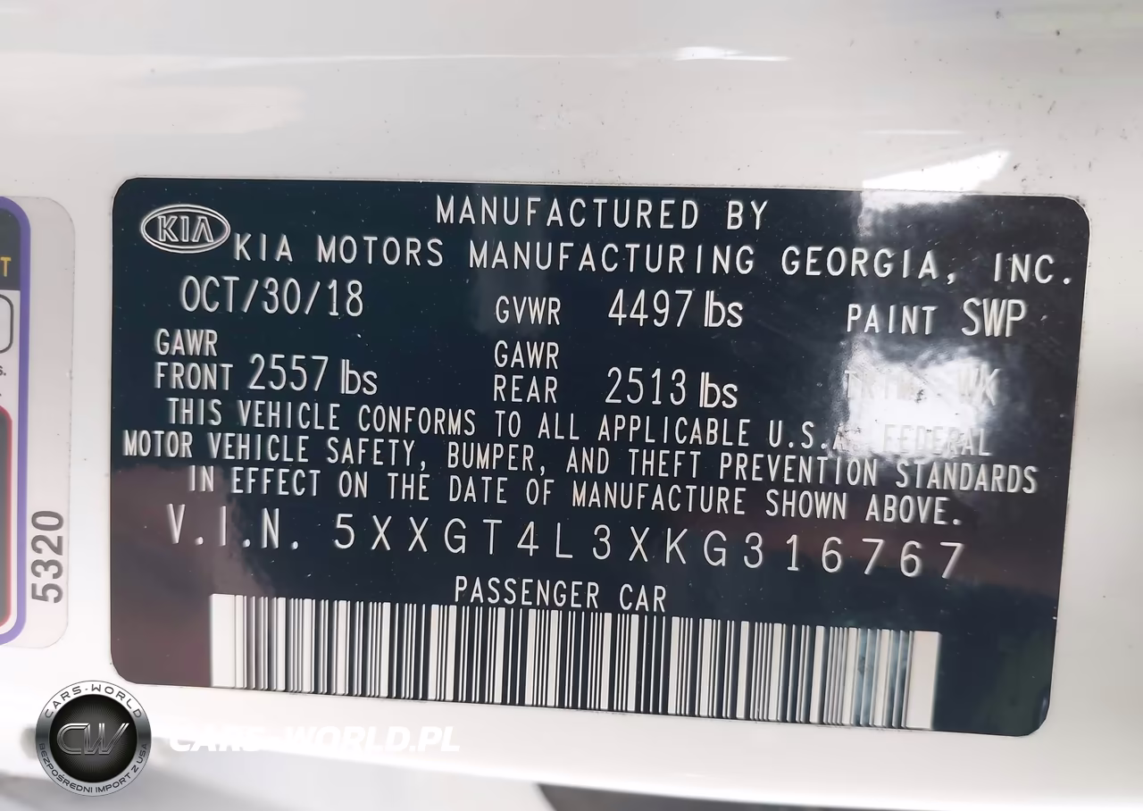 2019 Kia Optima S VIN:5XXGT4L3XKG316767 - 9