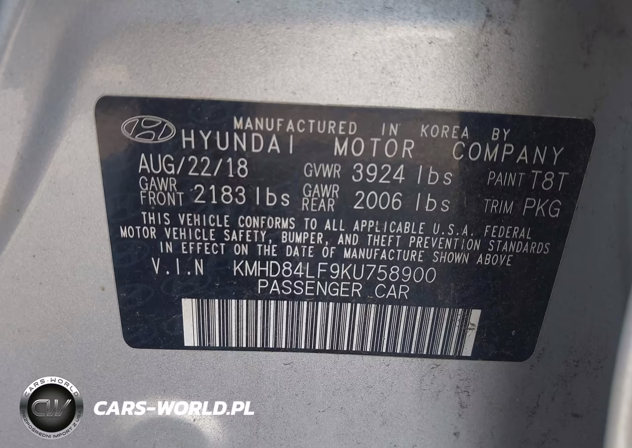 2019 Hyundai Elantra Sel VIN:KMHD84LF9KU758900 - 9