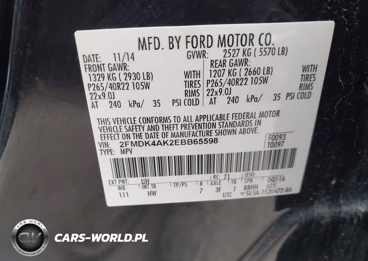 2014 Ford Edge Sport VIN:2FMDK4AK2EBB65598 - 9