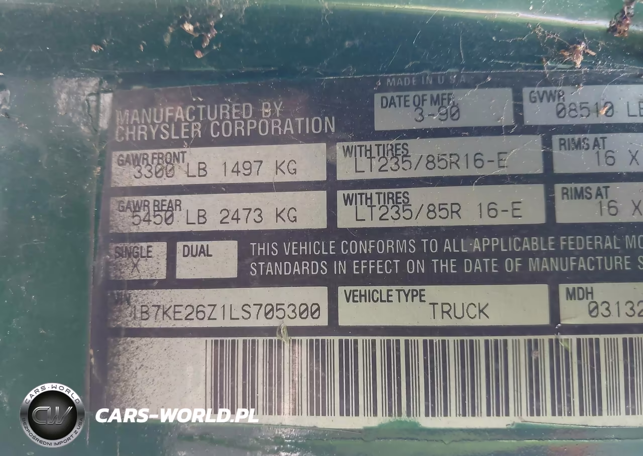 1990 Dodge D-Series D200-D250 VIN:1B7KE26Z1LS705300 - 9
