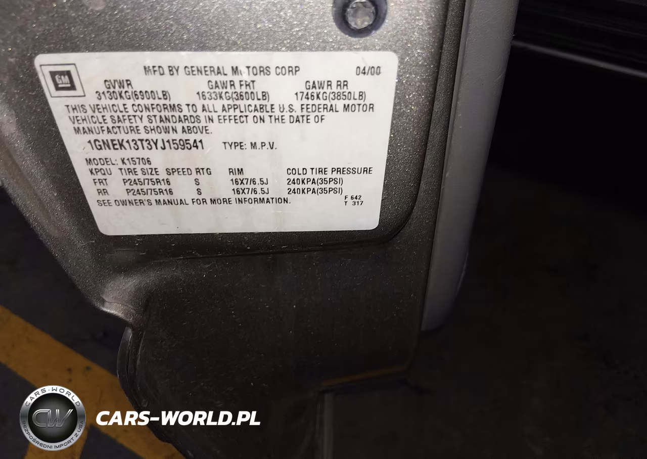 2000 Chevrolet Tahoe All New Ls VIN:1GNEK13T3YJ159541 - 9