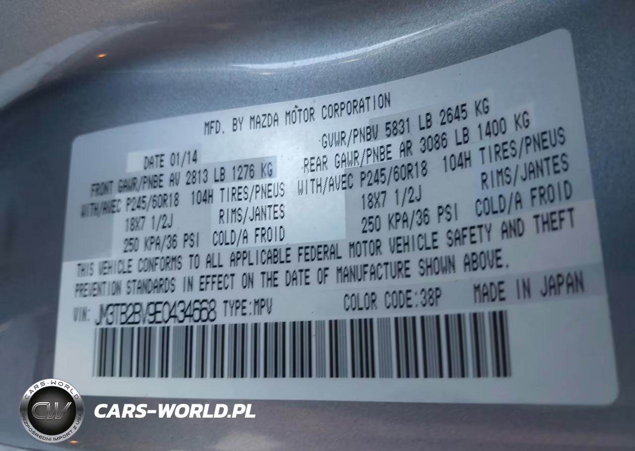 2014 Mazda Cx-9 Sport VIN:JM3TB2BV9E0434668 - 9