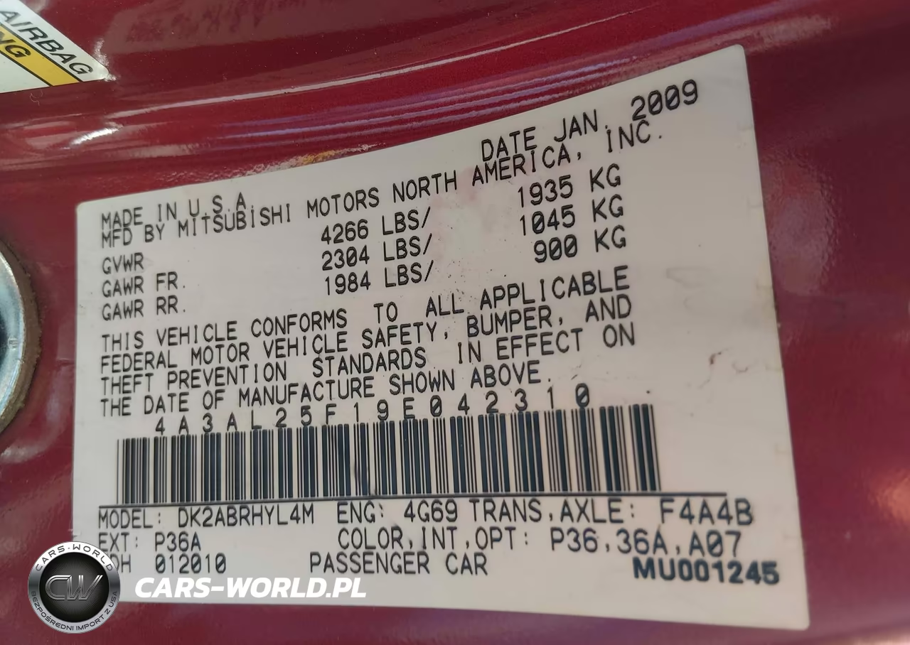 2009 Mitsubishi Eclipse Spyder Gs VIN:4A3AL25F19E042310 - 9