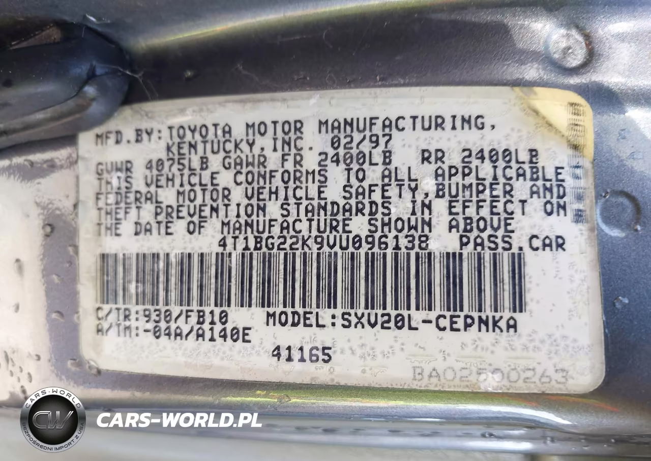 1997 Toyota Camry Le VIN:4T1BG22K9VU096138 - 9