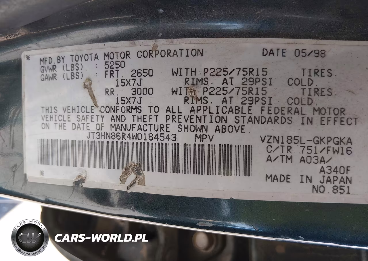 1998 Toyota 4Runner Sr5 V6 VIN:JT3HN86R4W0184543 - 9