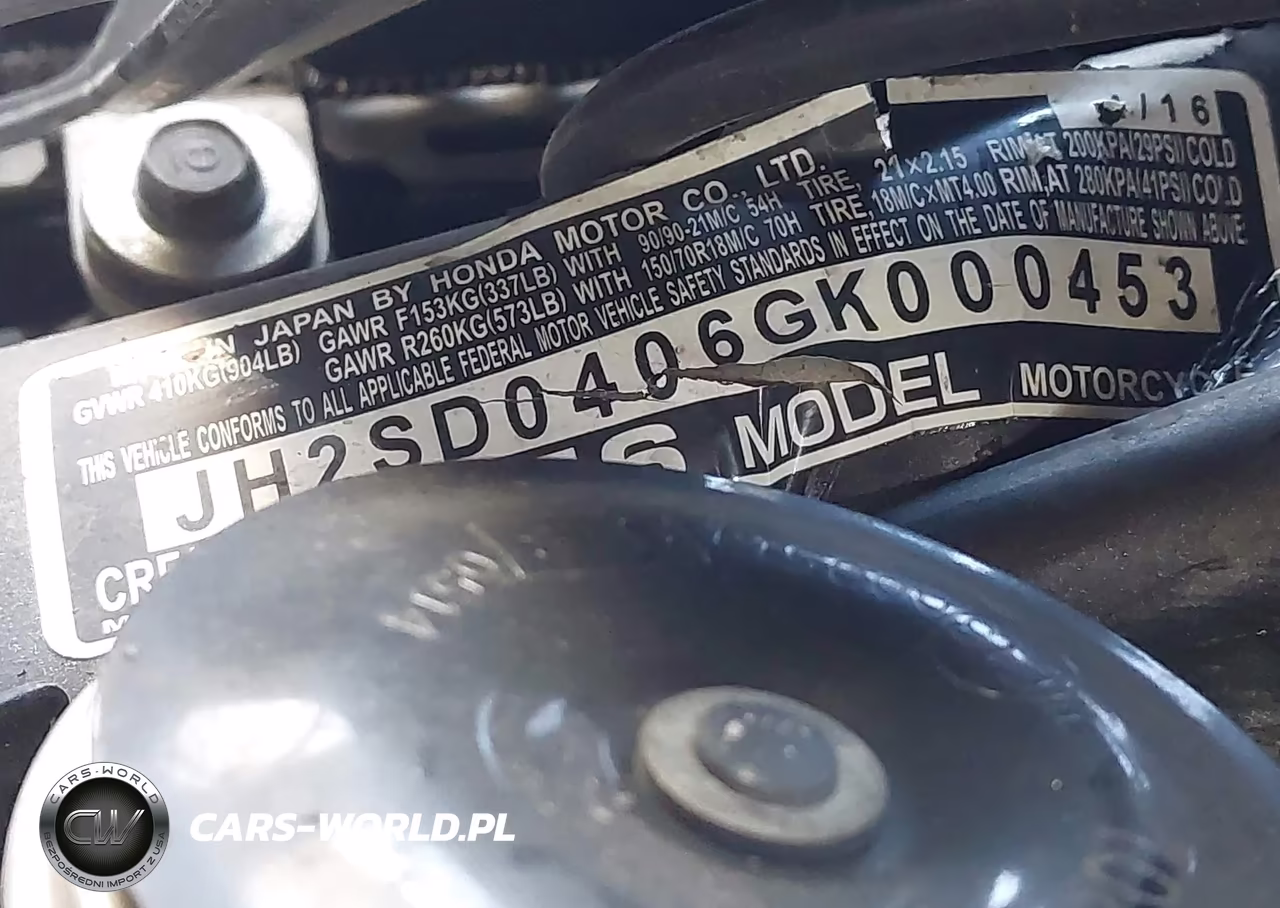 2016 Honda Crf1000 VIN:JH2SD0406GK000453 - 10