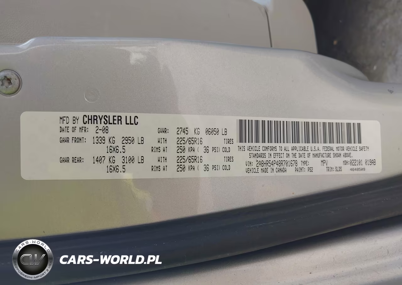 2008 Chrysler Town & Country Touring VIN:2A8HR54P48R701678 - 9