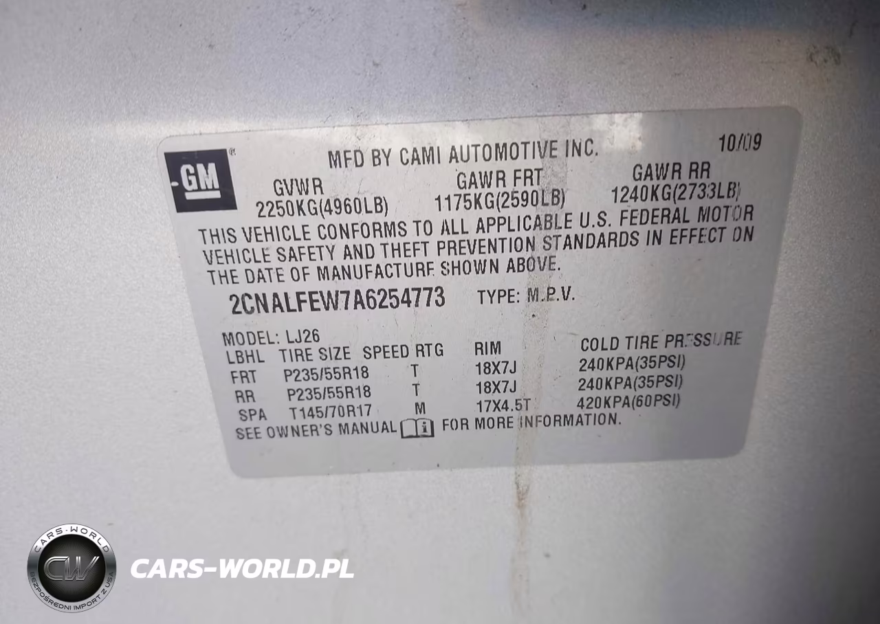 2010 Chevrolet Equinox Ltz VIN:2CNALFEW7A6254773 - 9