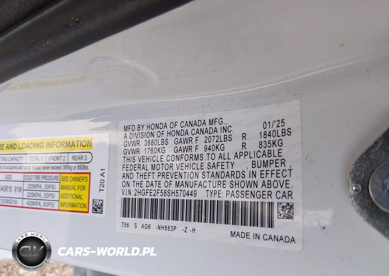 2025 Honda Civic Sport VIN:2HGFE2F58SH570449 - 9