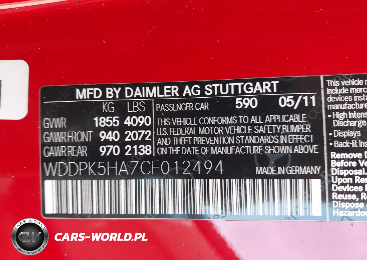 2012 Mercedes-Benz Slk 350 VIN:WDDPK5HA7CF012494 - 9