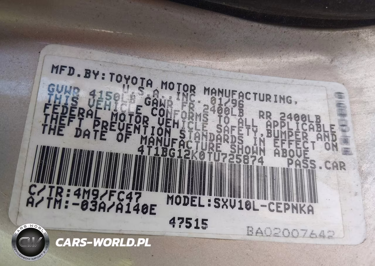 1996 Toyota Camry Dx-Le-Xle VIN:4T1BG12K0TU725874 - 9