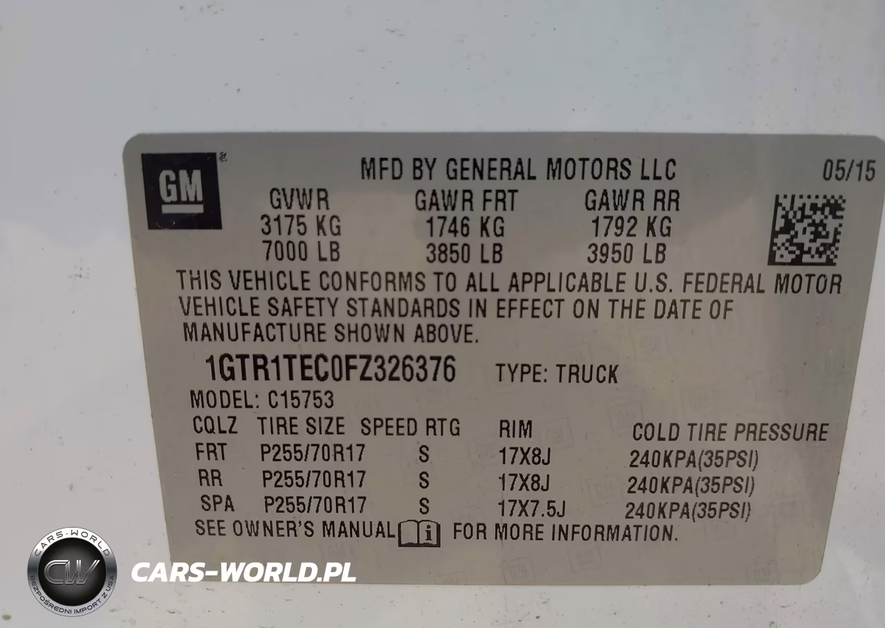 2015 GMC Sierra 1500 VIN:1GTR1TEC0FZ326376 - 9