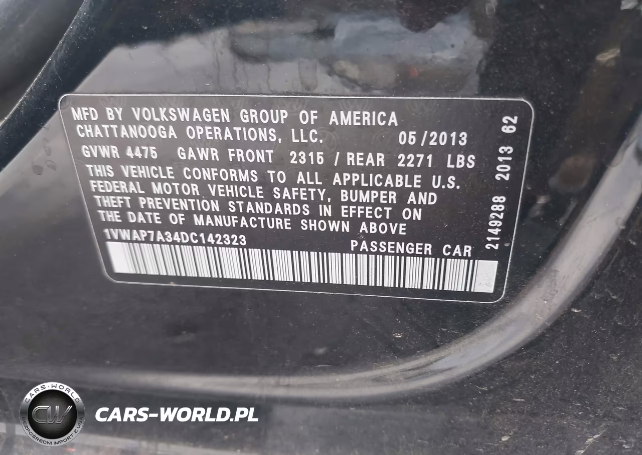 2013 Volkswagen Passat 2.5L Wolfsburg Edition VIN:1VWAP7A34DC142323 - 9