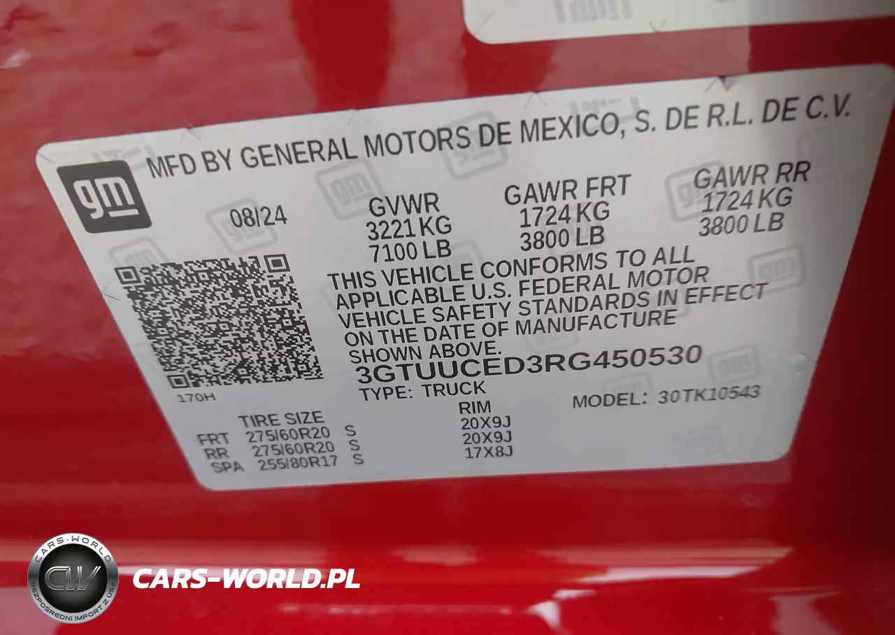 2024 GMC Sierra 1500 4Wd Short Box Elevation With 3Sb VIN:3GTUUCED3RG450530 - 9