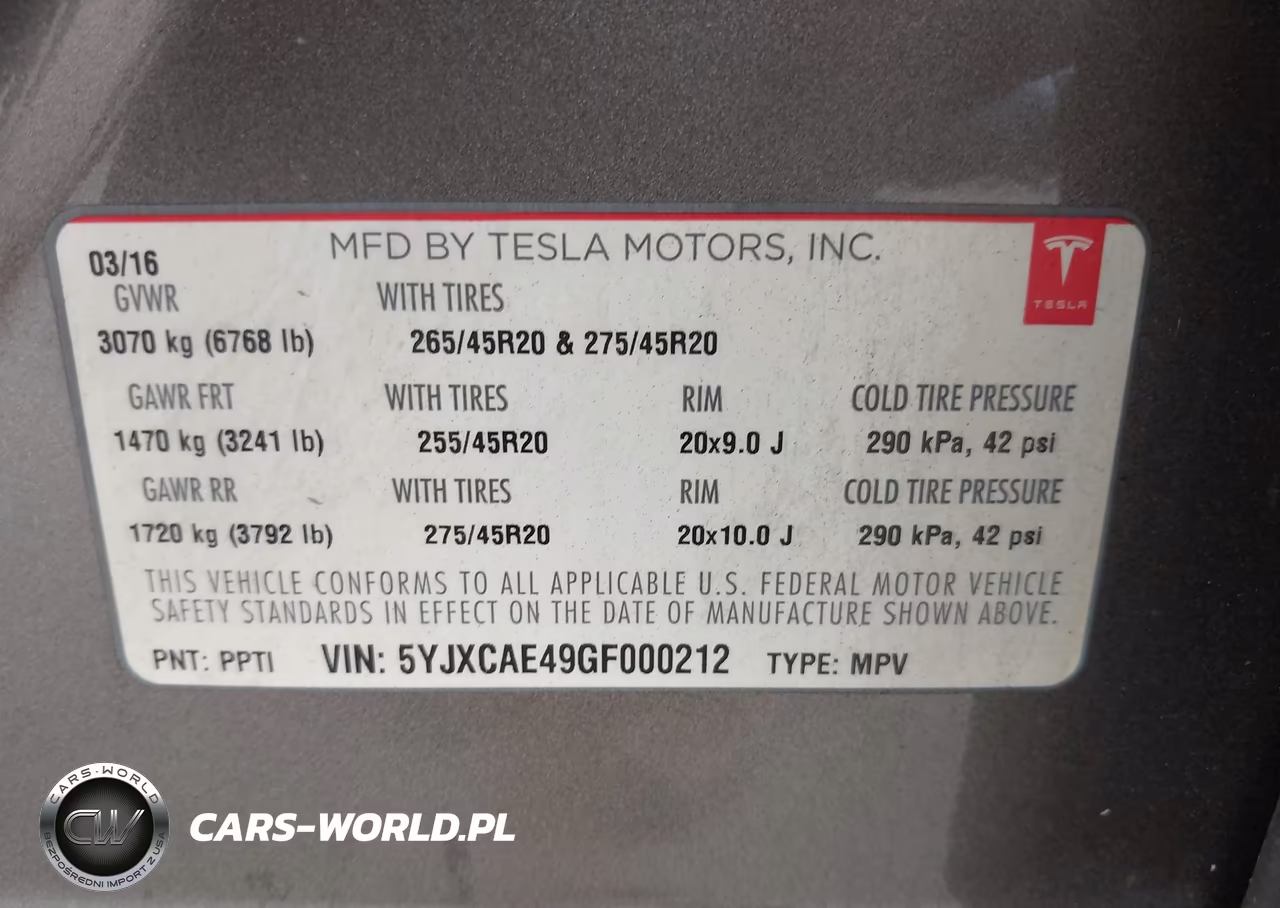 2016 Tesla Model X 60D-P100D-P90D VIN:5YJXCAE49GF000212 - 9