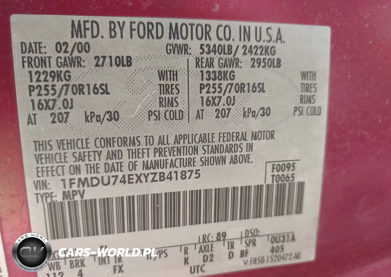 2000 Ford Explorer VIN:1FMDU74EXYZB41875 - 9