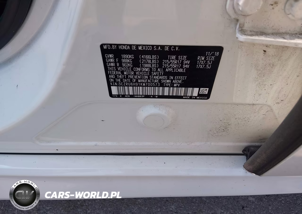 2019 Honda Hr-V Touring VIN:3CZRU6H91KM700573 - 9