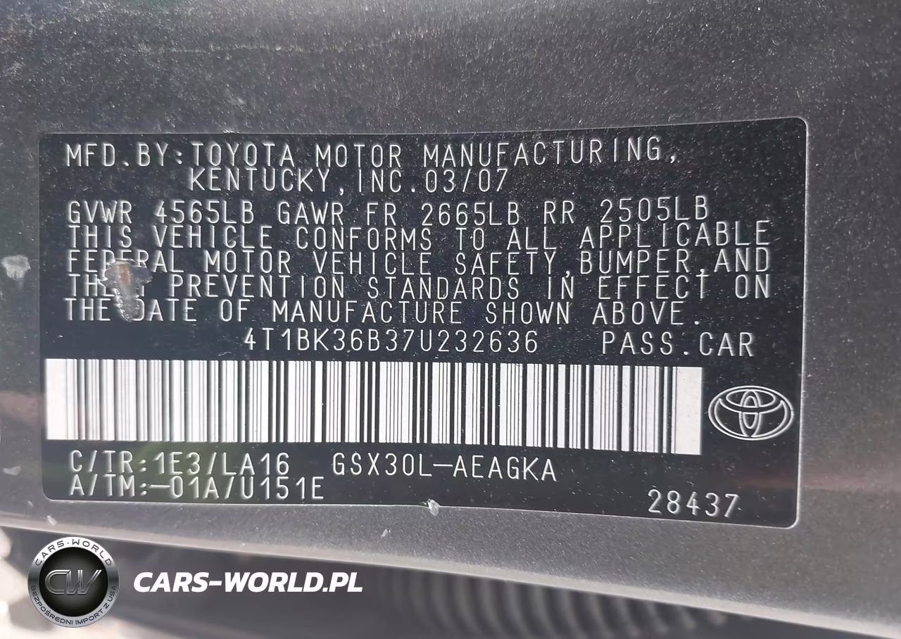 2007 Toyota Avalon Xls VIN:4T1BK36B37U232636 - 9