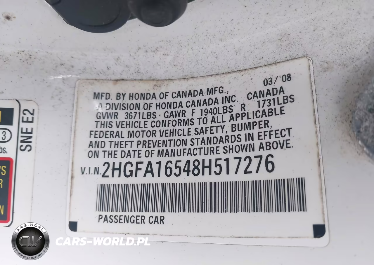 2008 Honda Civic Lx VIN:2HGFA16548H517276 - 9