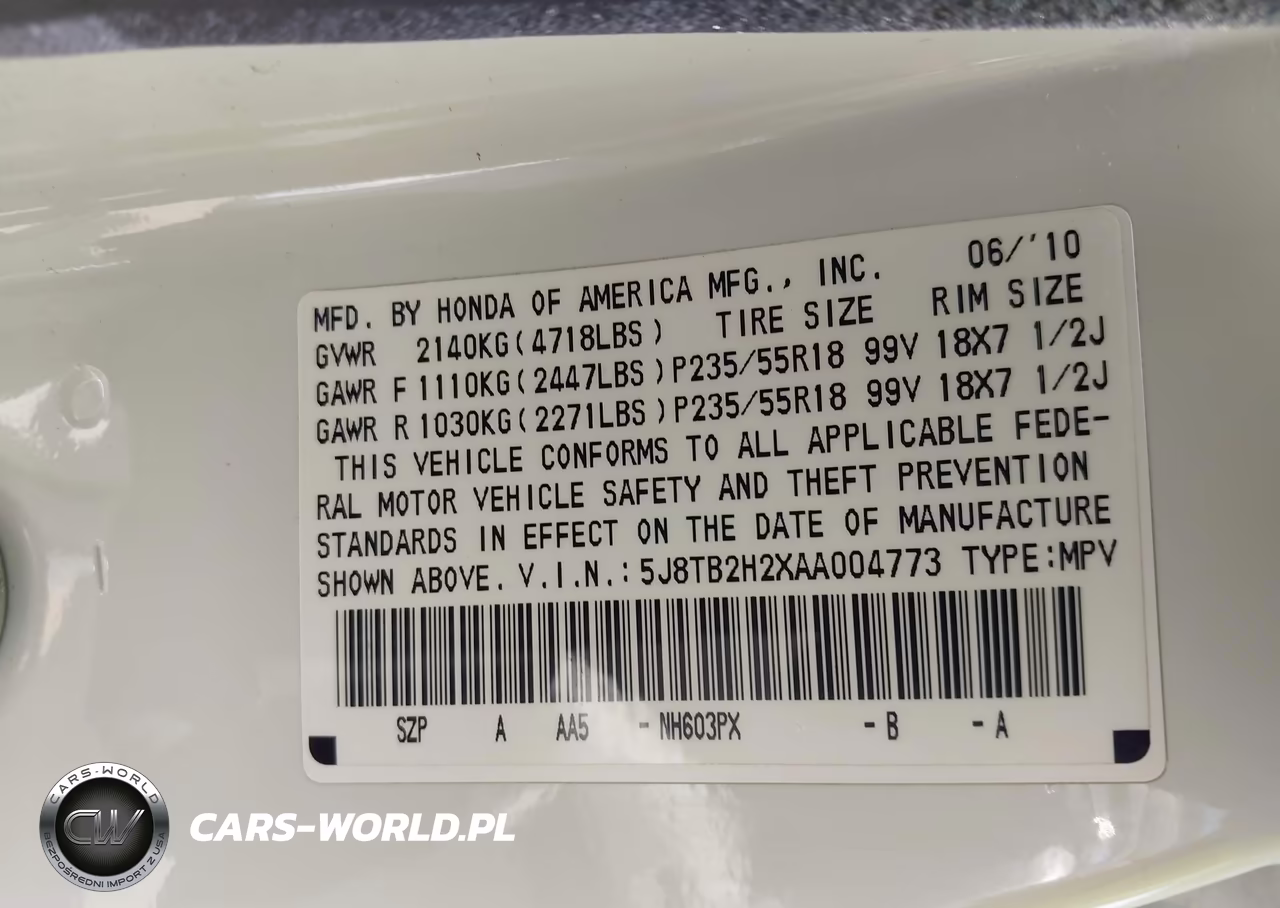 2010 Acura Rdx VIN:5J8TB2H2XAA004773 - 9